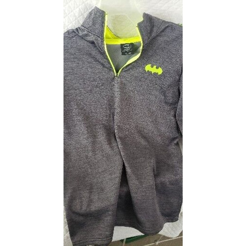 DC Batman Long Sleeve Quarter Zip Gray Pullover Men's Size Medium